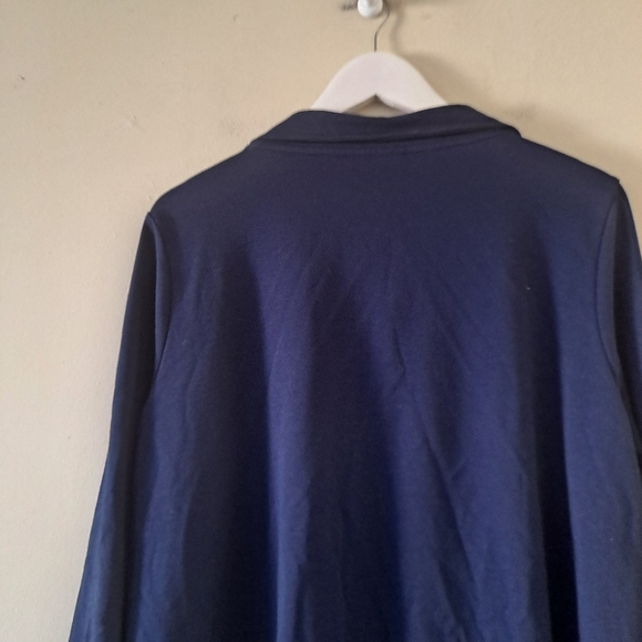 Susan Graver Navy & Green Button Down Terry Sweatshirt / Jacket - Size 1X - Picture 6 of 8